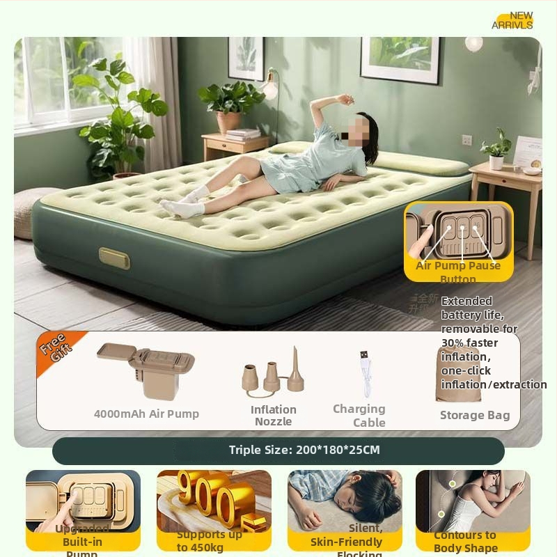 Ανθεκτικό στην υγρασία πλήρως αυτόματο φουσκωτό στρώμα – μονό/διπλό, υπόστρώμα ύπνου για δάπεδο οικιακής χρήσης και εξωτερικό κάμπινγκ, παχύτερο αερόστρωμα με επιφάνεια από συνθετικό ύφασμα