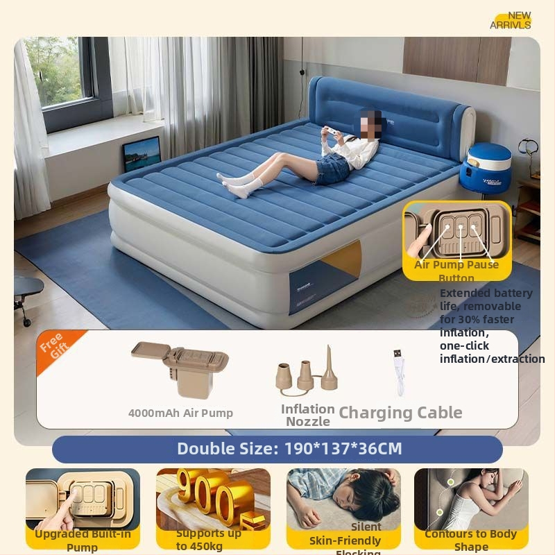 Ανθεκτικό στην υγρασία πλήρως αυτόματο φουσκωτό στρώμα – μονό/διπλό, υπόστρώμα ύπνου για δάπεδο οικιακής χρήσης και εξωτερικό κάμπινγκ, παχύτερο αερόστρωμα με επιφάνεια από συνθετικό ύφασμα