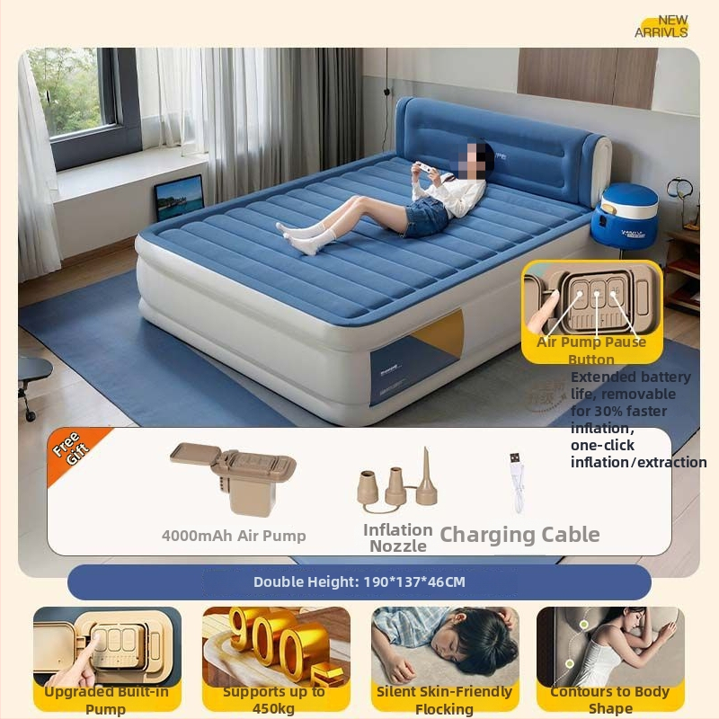 Ανθεκτικό στην υγρασία πλήρως αυτόματο φουσκωτό στρώμα – μονό/διπλό, υπόστρώμα ύπνου για δάπεδο οικιακής χρήσης και εξωτερικό κάμπινγκ, παχύτερο αερόστρωμα με επιφάνεια από συνθετικό ύφασμα