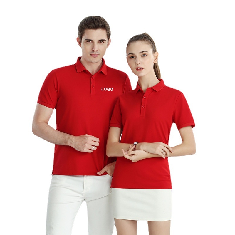 Polokošeľa z mercerizovanej bavlny pre pracovnú uniformu, s vyšitým logom, krátke rukávy, priedušná a odvádzajúca vlhkosť látka.