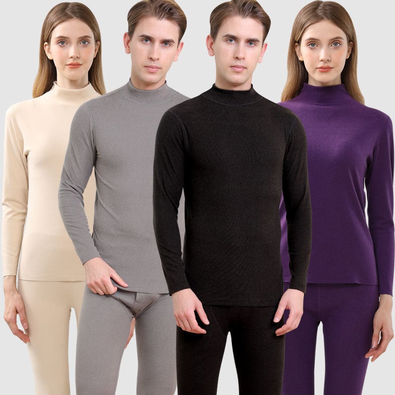 Unisex termalni komplet donjeg rublja bez šavova s visokim ovratnikom, fleece-om, debljine 251–300 g/m², poliester/elastan
