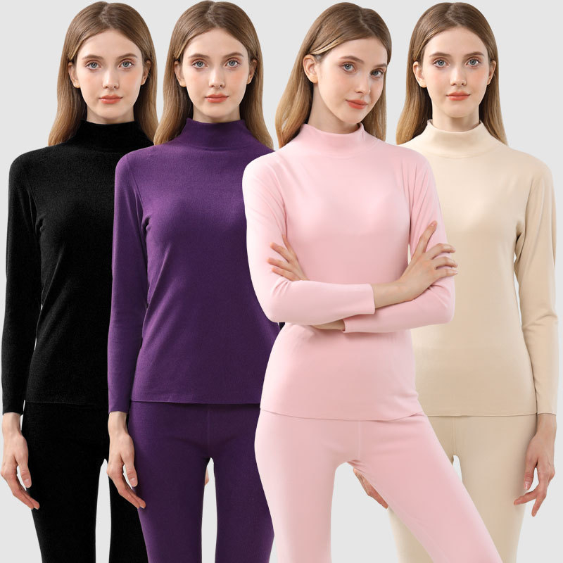 Unisex termalni komplet donjeg rublja bez šavova s visokim ovratnikom, fleece-om, debljine 251–300 g/m², poliester/elastan