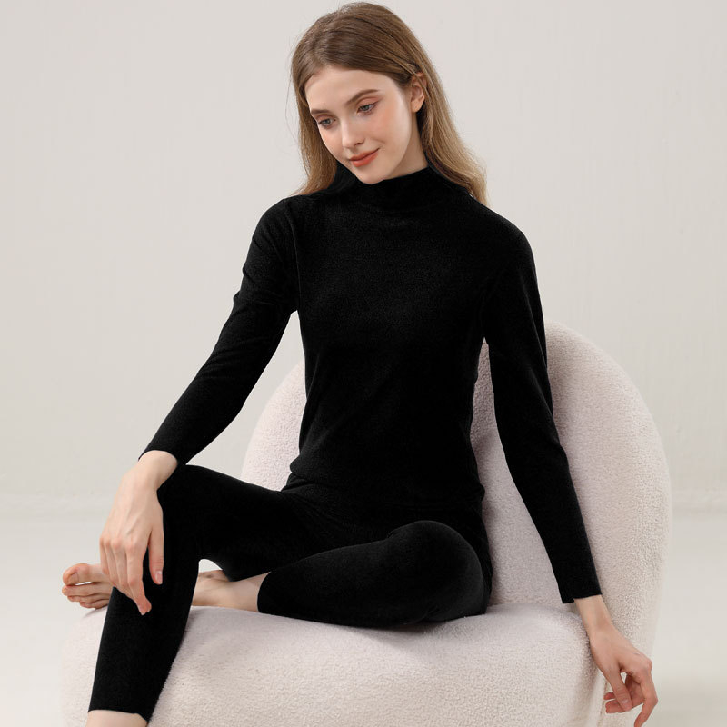 Unisex termalni komplet donjeg rublja bez šavova s visokim ovratnikom, fleece-om, debljine 251–300 g/m², poliester/elastan