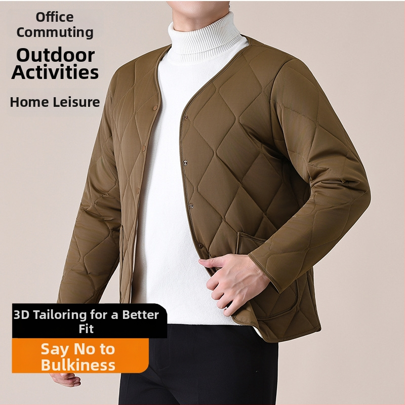 Pánske hrubé vlnené vest s V výstrihom, výplň z bavlny, podšívka z polyesteru, bočné vrecká, gombové zapínanie, rovný lem, voľnočasový štýl