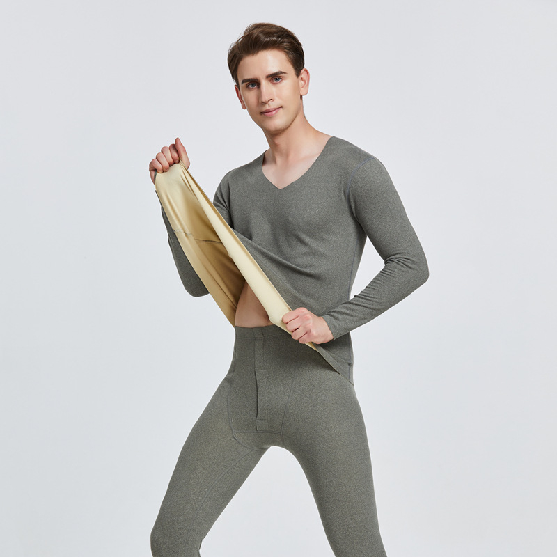 Ženski termalni set donjeg rublja s fleece podstavom, debeli materijal 201–250 g/m², dvodijelni set: top s okruglim izrezom i hlače s dugim rukavima, grijanje
