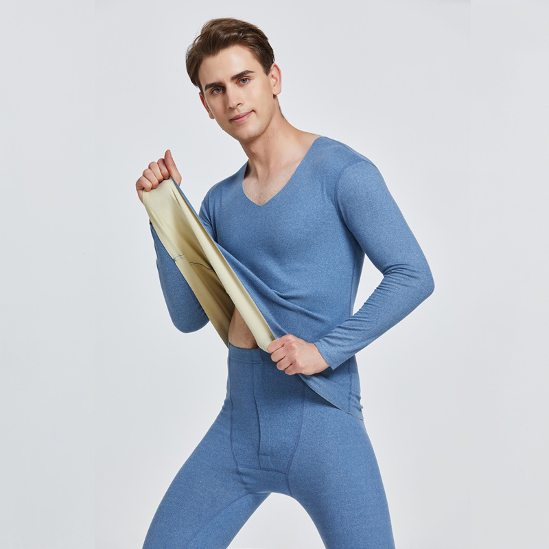 Ženski termalni set donjeg rublja s fleece podstavom, debeli materijal 201–250 g/m², dvodijelni set: top s okruglim izrezom i hlače s dugim rukavima, grijanje