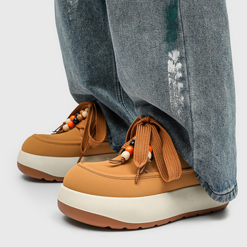 Ανδρικά δερμάτινα μποτάκια - Casual στυλ, ύψος τακουνιού 3-5 εκ, αντιολισθητική καουτσούκ σόλα, επάνω μέρος PU, στρογυλή μύτη