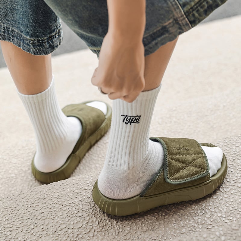Muške sandale za plažu s otvorenim prstom, Velcro kopča, debela pjena potplata, gornji dio od nubuka kravljeg kože, ležerni stil, ljeto 2025