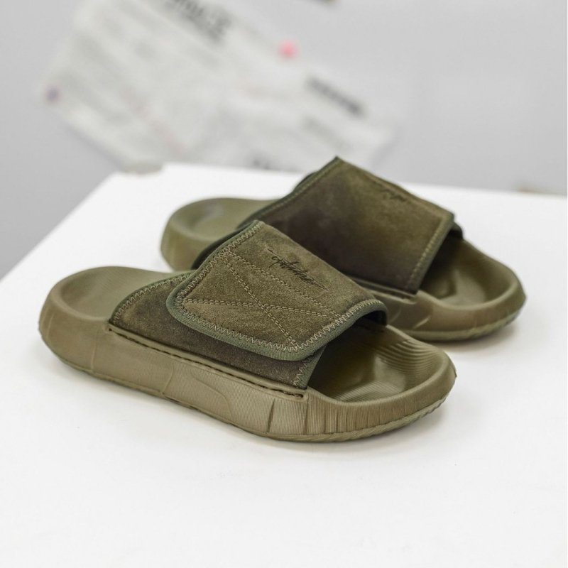 Muške sandale za plažu s otvorenim prstom, Velcro kopča, debela pjena potplata, gornji dio od nubuka kravljeg kože, ležerni stil, ljeto 2025