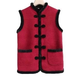 Γυναικείο γιλέκο από μαλλί σε μείξη, με σταθερό γιακά, επενδεδυμένο φλίς, κλείσιμο με ένα κουμπί, φθινοπωρινό-χειμερινό 2024