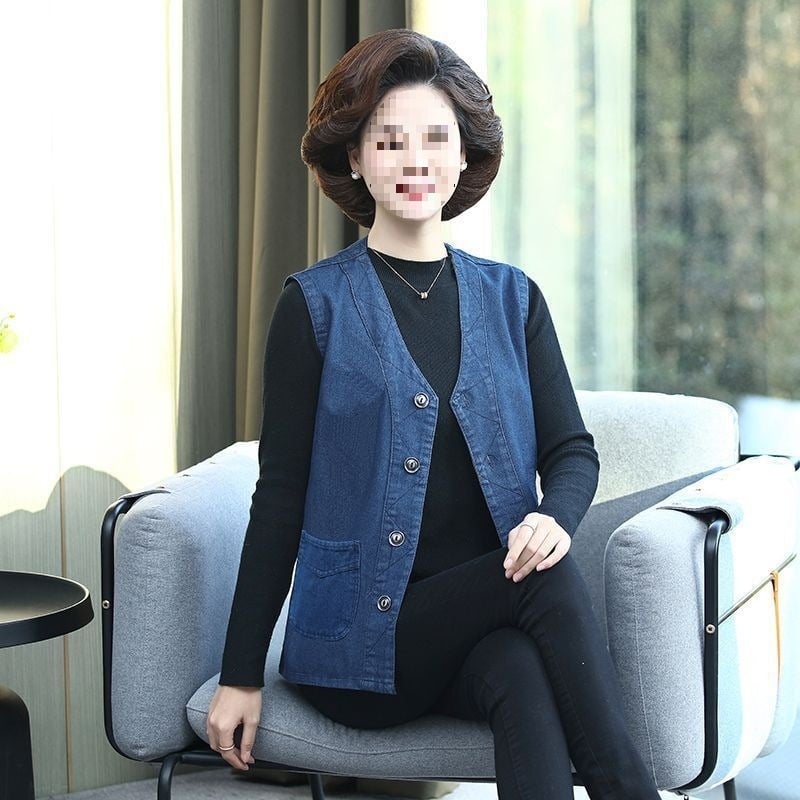 Γυναικείο γιλέκο χωρίς μανίκια με V-λαιμό, χαλαρή γραμμή, μαλλί προβάτων, άνοιξη 2025