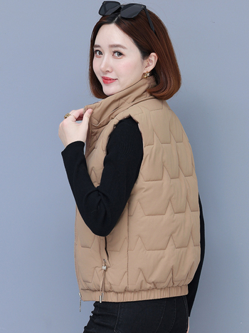 Γυναικεία αναστρέψιμη γιλέκα με γέμισμα από πούπουλο-βαμβάκι, κουκούλα, φερμουάρ, ριγέ σχέδιο, άνετη γραμμή