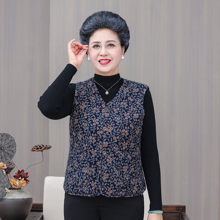 Αμάνικο γιλέκο με μινιμαλιστικό στυλ cardigan, στρογγυλός λαιμός, εκτύπωση, βισκόζη 90–95% (Φθινόπωρο 2025)