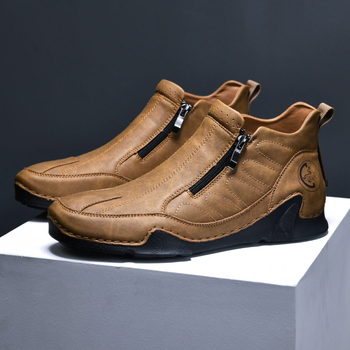 Μαρτίν μποτάκια με πλευρικό φερμουάρ, μεσαίο ύψος, σόλα από καουουτκού, στρογγυλή μύτη, αναπνέοντα αντιολισθητικά για τον χειμώνα