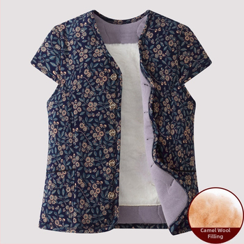 Γυναικεῖο γιλέκο σε στενή γραμμή, επενδεδυμένο με φλίς από πολυεστέρα, ύφασμα πολυεστέρα, στρογγυλός λαιμός