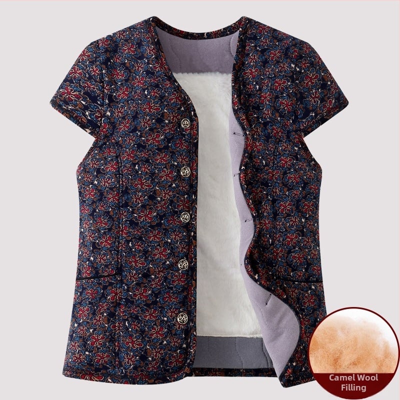 Γυναικεῖο γιλέκο σε στενή γραμμή, επενδεδυμένο με φλίς από πολυεστέρα, ύφασμα πολυεστέρα, στρογγυλός λαιμός