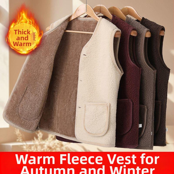 Γυναικείο γιλέκο με V-λαιμό, πολάρ φλίς, κανονικό μήκος, ένα κουμπί, Α-γραμμή