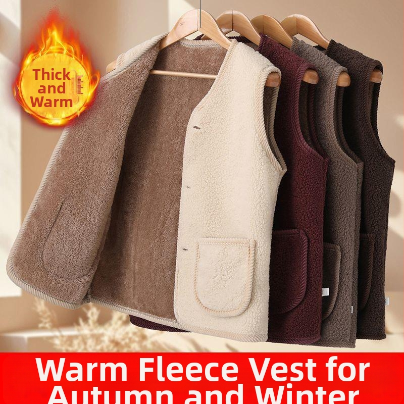 Γυναικείο γιλέκο με V-λαιμό, πολάρ φλίς, κανονικό μήκος, ένα κουμπί, Α-γραμμή