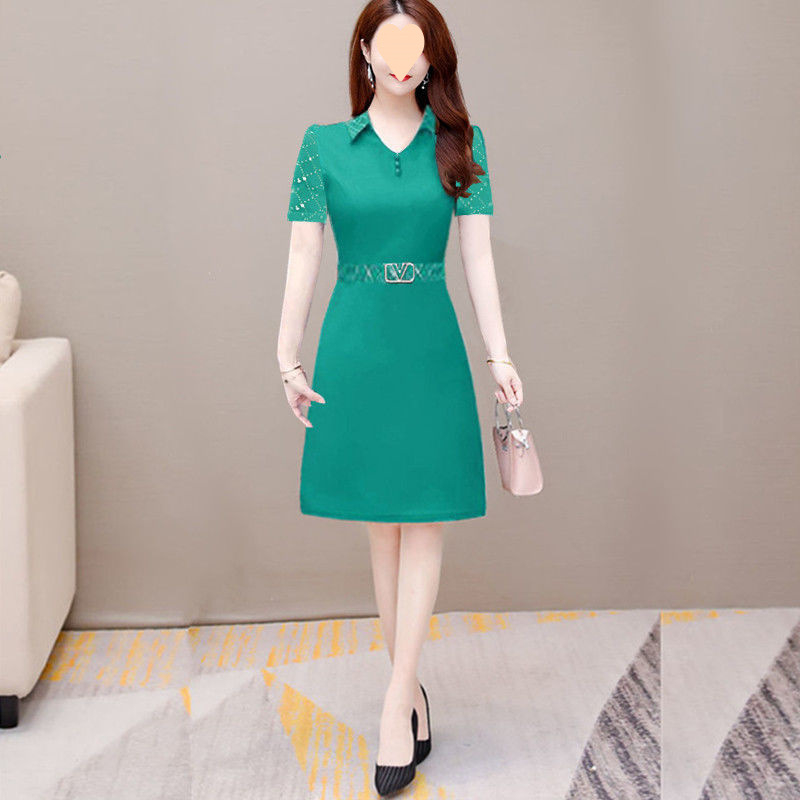 NORNS GIRL Haljina srednje duljine sa stojećim ovratnikom, kratki rukav, apstraktni uzorak, modalna tkanina