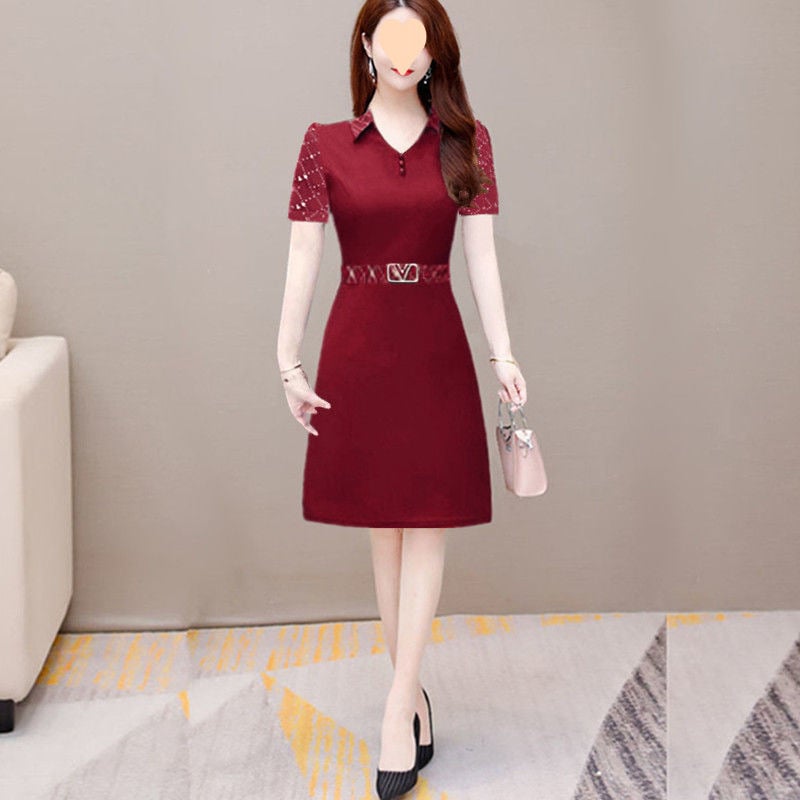 NORNS GIRL Haljina srednje duljine sa stojećim ovratnikom, kratki rukav, apstraktni uzorak, modalna tkanina