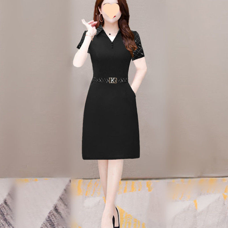 NORNS GIRL Haljina srednje duljine sa stojećim ovratnikom, kratki rukav, apstraktni uzorak, modalna tkanina