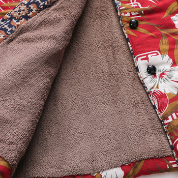 Жилетка за жени с китайски стил, памук-лен коноп смес, съдържание коноп 50-70%, флорален принт, есен 2025, дължина 50-65 см