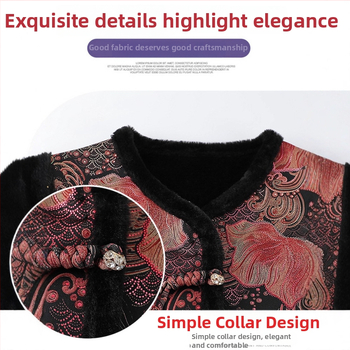 Ujjatlan mellény, kínai stílus, irodalmi retro dizájn, növény- és virágmintás, poliészter anyag, PVC tartalom ≤30%