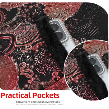 Ujjatlan mellény, kínai stílus, irodalmi retro dizájn, növény- és virágmintás, poliészter anyag, PVC tartalom ≤30%