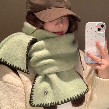 Шал от вълна с плоско тъкане, поддържа топлината, плетиво, стил: средна дължина, свеж и сладък