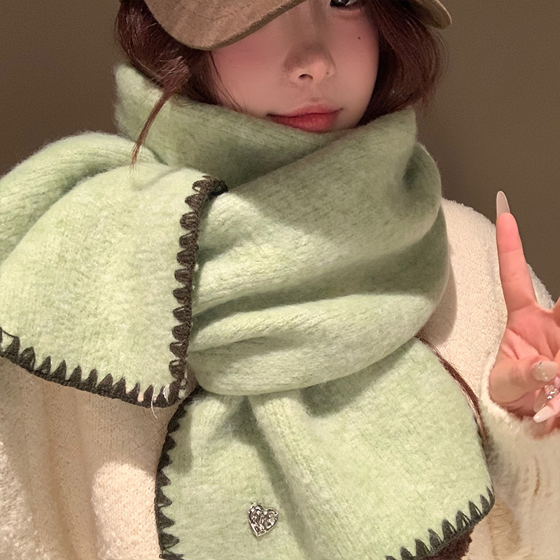 Шал от вълна с плоско тъкане, поддържа топлината, плетиво, стил: средна дължина, свеж и сладък