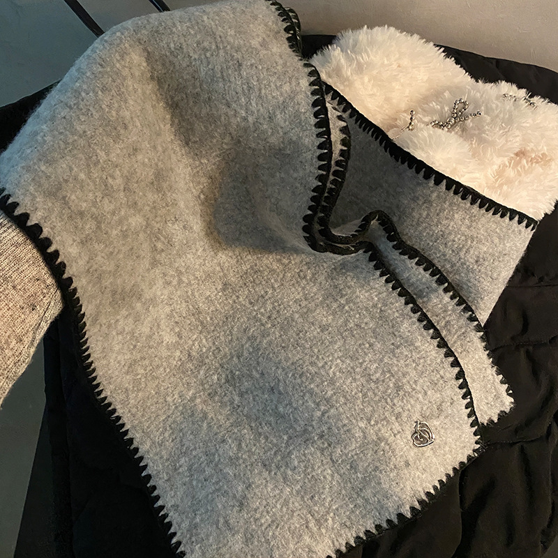 Шал от вълна с плоско тъкане, поддържа топлината, плетиво, стил: средна дължина, свеж и сладък