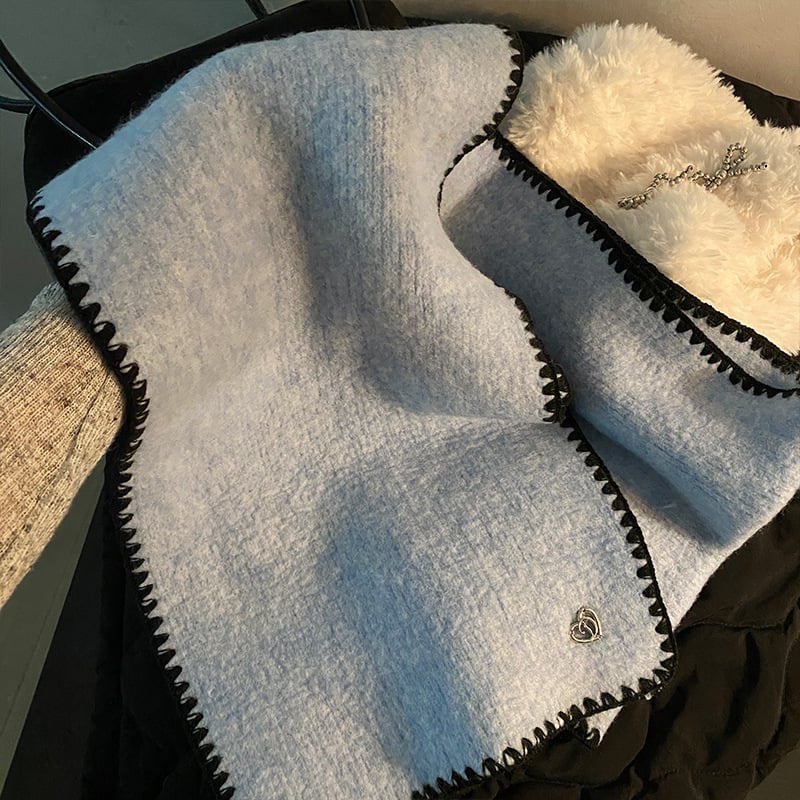 Шал от вълна с плоско тъкане, поддържа топлината, плетиво, стил: средна дължина, свеж и сладък