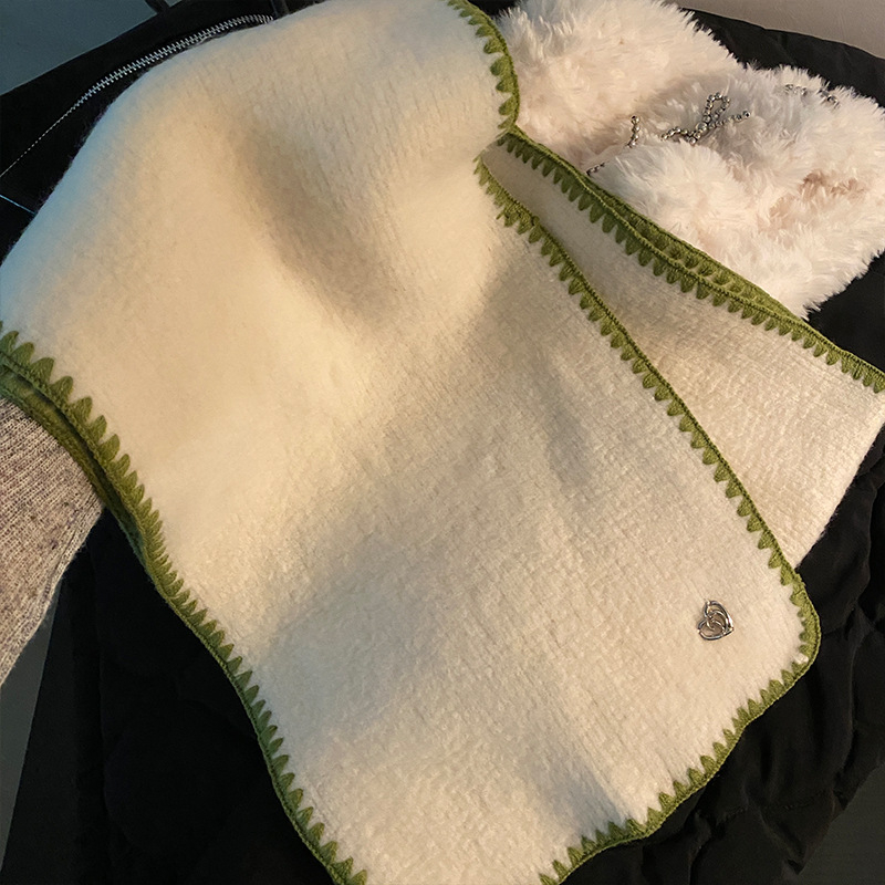 Шал от вълна с плоско тъкане, поддържа топлината, плетиво, стил: средна дължина, свеж и сладък