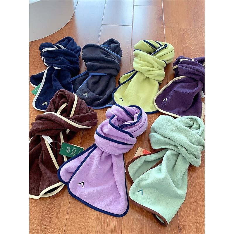 Kétoldalas polár fleece sál téli viselet – kézzel horgolt, poliészter, melegen tart, uniszex