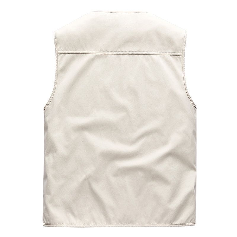 Pamutmunkás mellény több zsebbel, ujj nélküli, laza szabású, cipzárral az elején