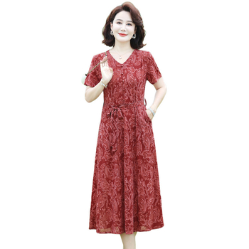 Virágmintás midi hosszúságú ruha V-nyakú, karcsúsított derék sziluett, poliészter-spandex keverék, elegáns nyári stílus