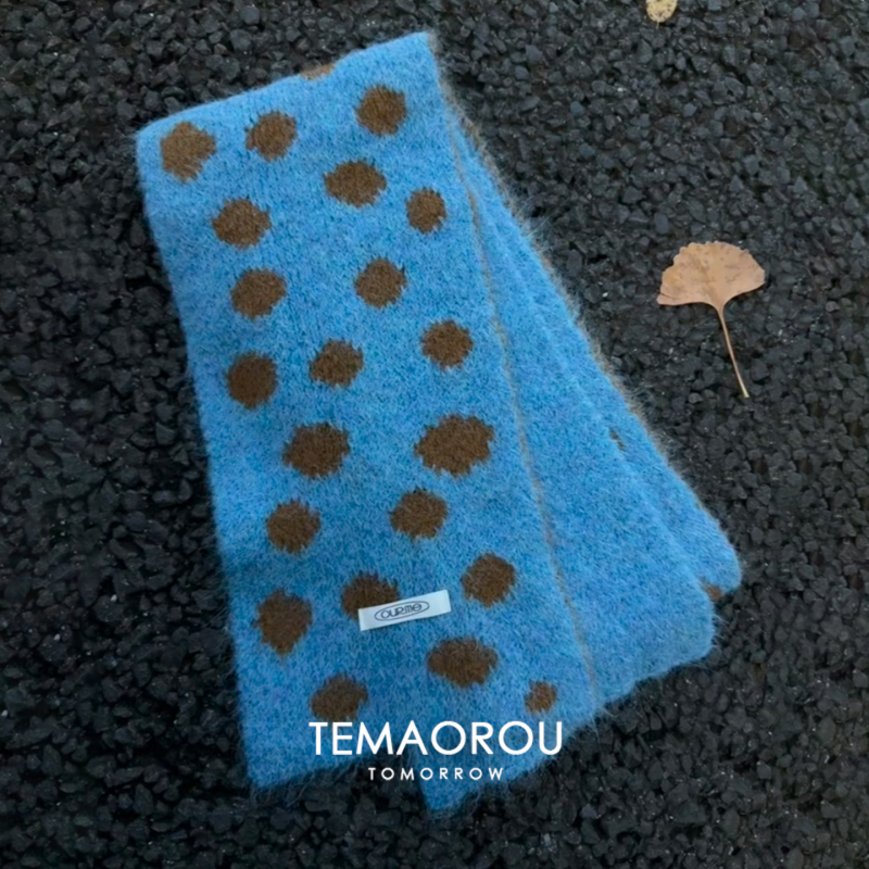 Vuneni šal, pleteni uzorak s točkama, zimi nositi, grije, svestran za svakodnevnu upotrebu