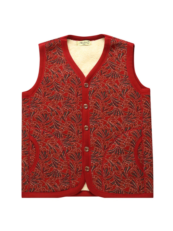 Beixin Női Arctic Velvet mellény, Selyem 90–95%, Kasmír 90–95%, Kínai stílus, Geometriai minta