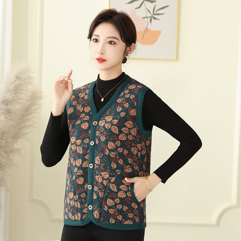 Beixin Női Arctic Velvet mellény, Selyem 90–95%, Kasmír 90–95%, Kínai stílus, Geometriai minta