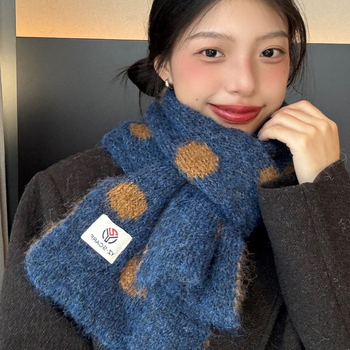 Зимен малък шал, двустранен корейски стил, нежен към кожата шал за врата, полиестров плат warp-knit