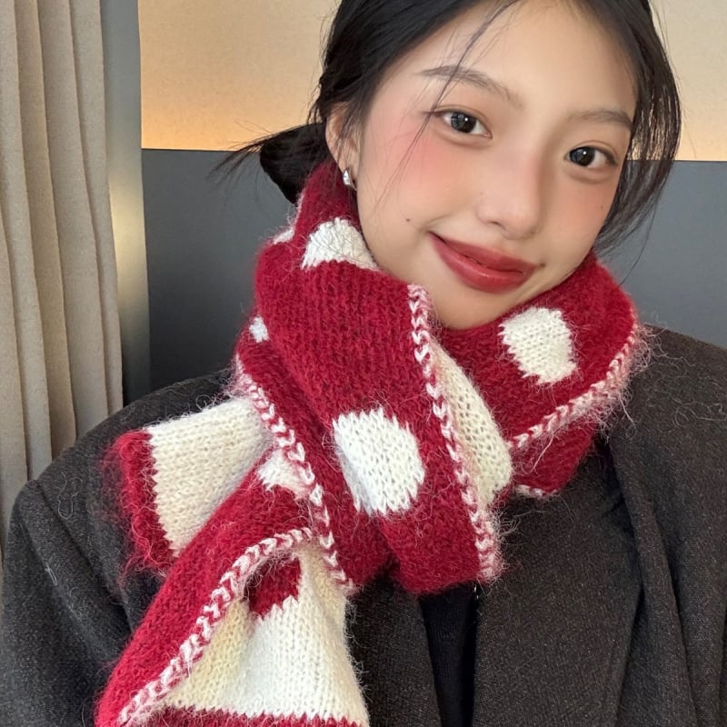 Зимен малък шал, двустранен корейски стил, нежен към кожата шал за врата, полиестров плат warp-knit