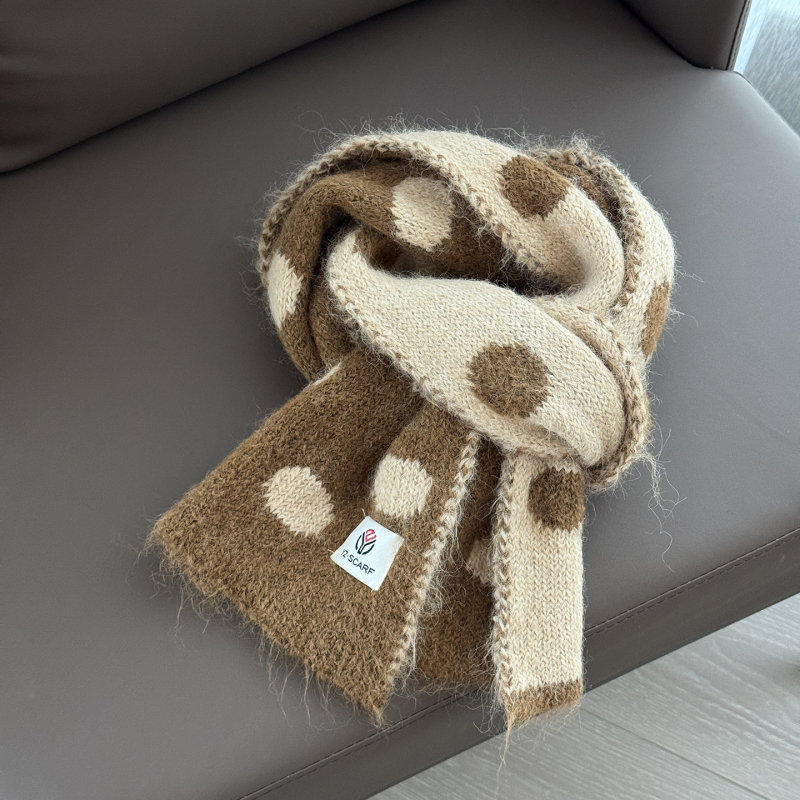 Зимен малък шал, двустранен корейски стил, нежен към кожата шал за врата, полиестров плат warp-knit