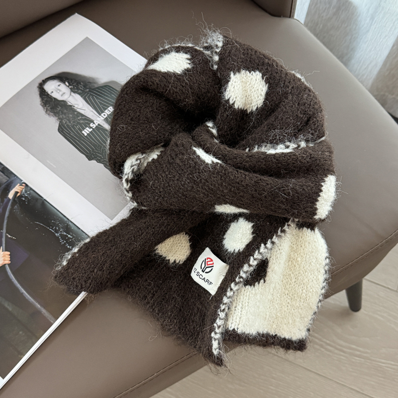 Зимен малък шал, двустранен корейски стил, нежен към кожата шал за врата, полиестров плат warp-knit