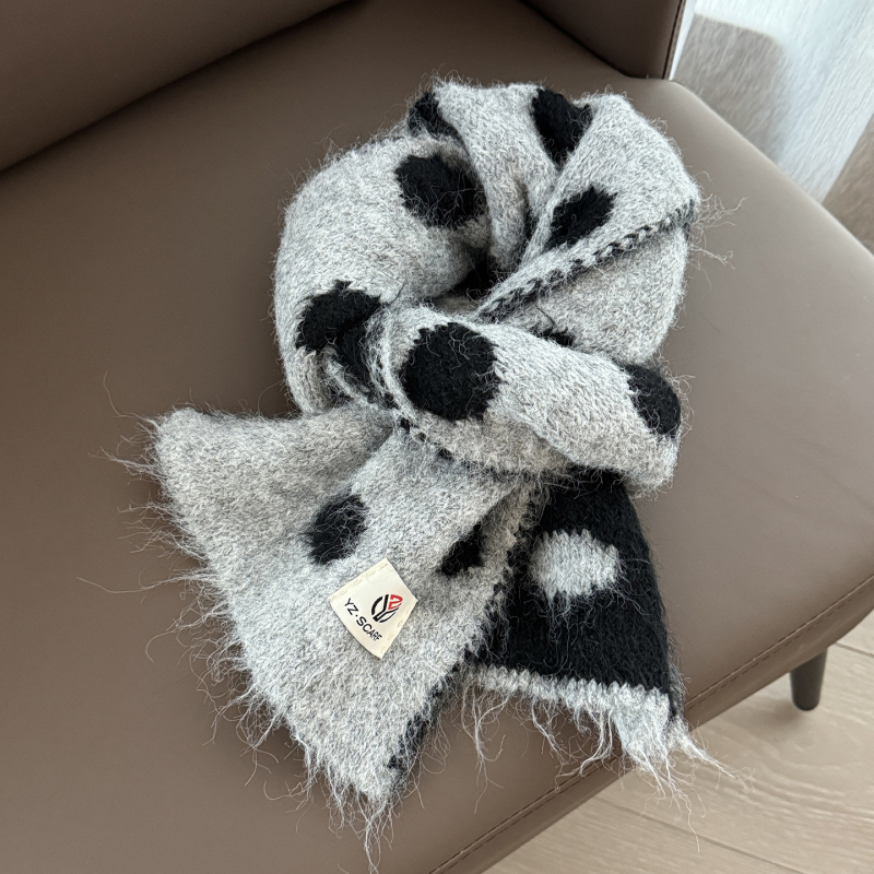 Зимен малък шал, двустранен корейски стил, нежен към кожата шал за врата, полиестров плат warp-knit