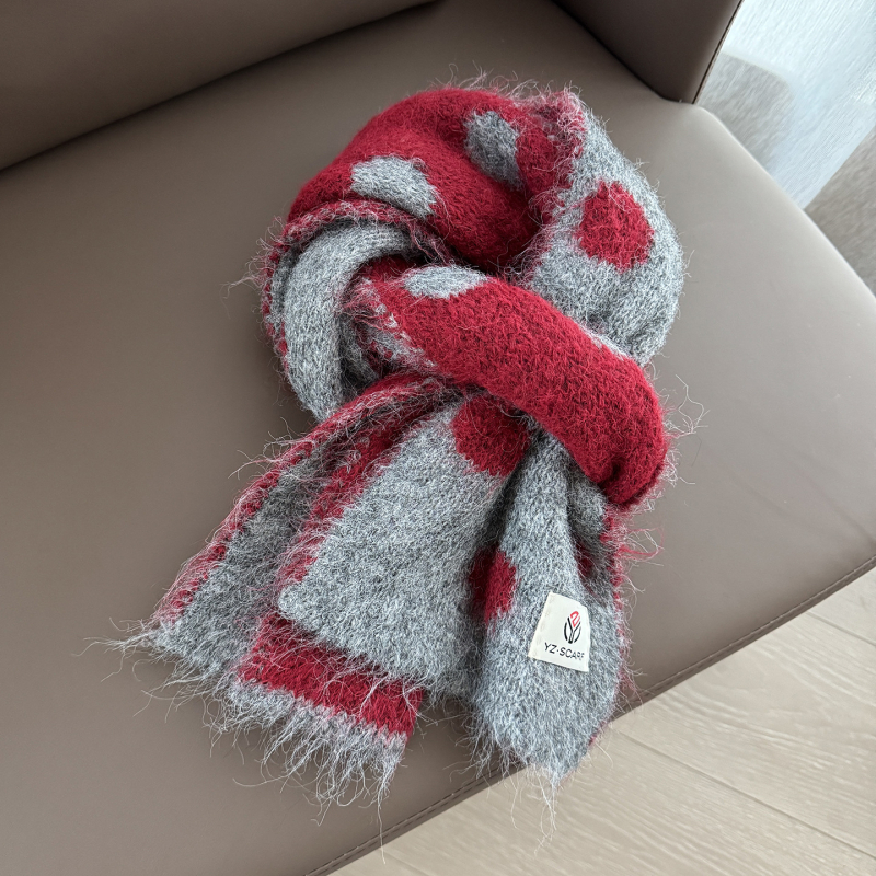 Зимен малък шал, двустранен корейски стил, нежен към кожата шал за врата, полиестров плат warp-knit