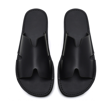 Muške kožne slide sandale, gornji dio od kože drugog sloja, gumeni potplat, šivana konstrukcija, slip-on dizajn