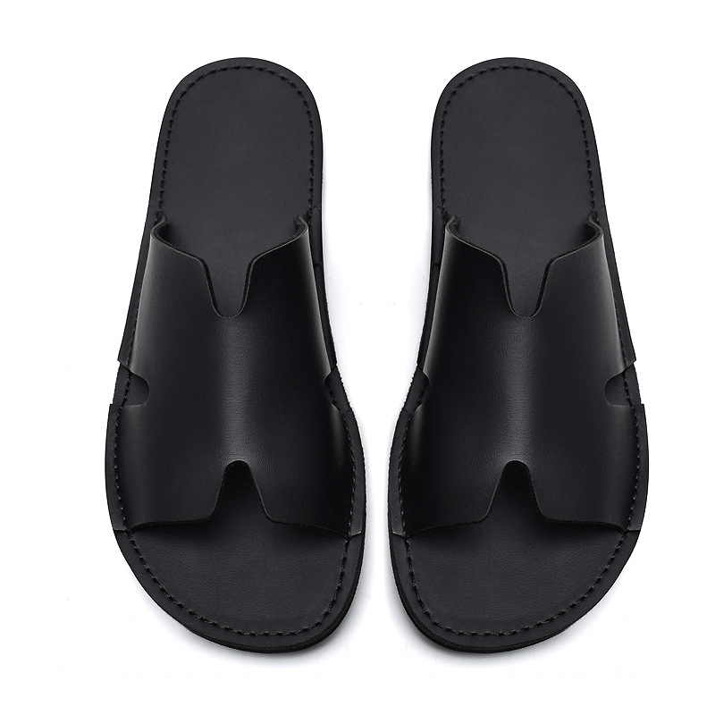 Muške kožne slide sandale, gornji dio od kože drugog sloja, gumeni potplat, šivana konstrukcija, slip-on dizajn