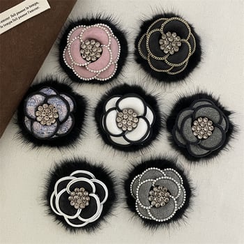 Брошка с камелия от плат, ръчна изработка, марка Qiao Li, стил Xiaoxiangfeng