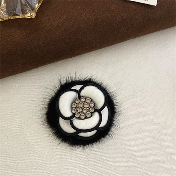 Брошка с камелия от плат, ръчна изработка, марка Qiao Li, стил Xiaoxiangfeng