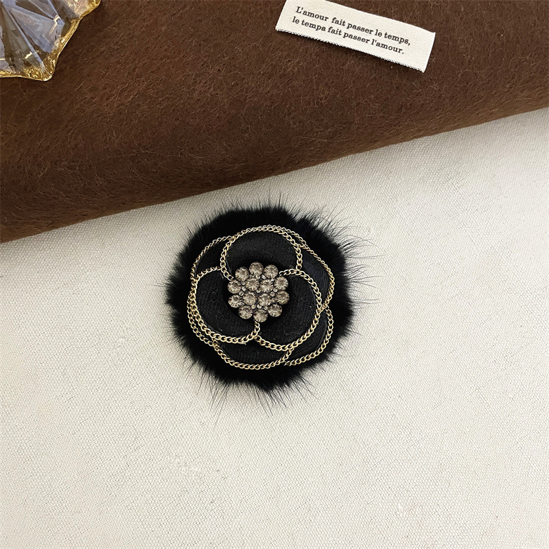 Брошка с камелия от плат, ръчна изработка, марка Qiao Li, стил Xiaoxiangfeng